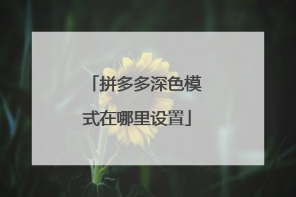 拼多多深色模式在哪里设置