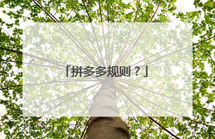 拼多多规则?