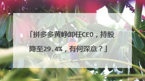 拼多多黄峥卸任CEO,持股降至29.4%,有何深意?