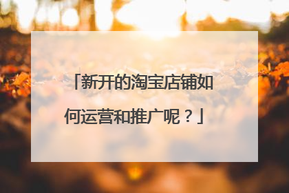 新开的淘宝店铺如何运营和推广呢?