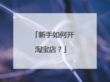 新手如何开淘宝店?