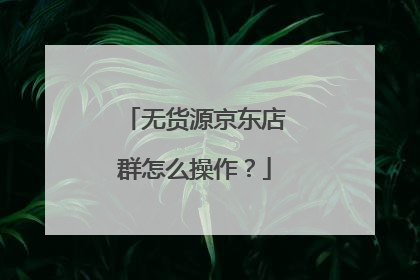 无货源京东店群怎么操作?