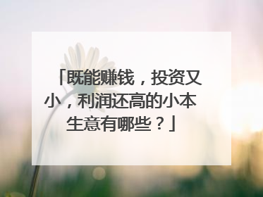既能赚钱,投资又小,利润还高的小本生意有哪些?