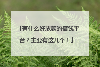 有什么好放款的借钱平台?主要有这几个!