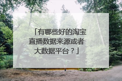 有哪些好的淘宝直播数据来源或者大数据平台?