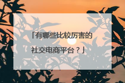 有哪些比较厉害的社交电商平台?