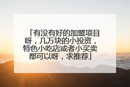 有没有好的加盟项目呀，几万块的小投资，特色小吃店或者小买卖都可以呀，求推荐