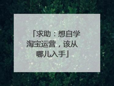 求助:想自学淘宝运营,该从哪儿入手