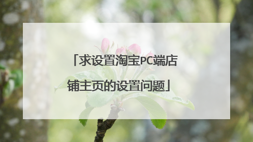 求设置淘宝PC端店铺主页的设置问题