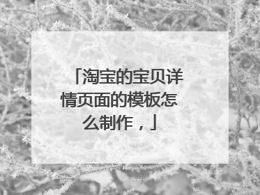 淘宝的宝贝详情页面的模板怎么制作，