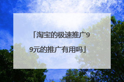 淘宝的极速推广99元的推广有用吗