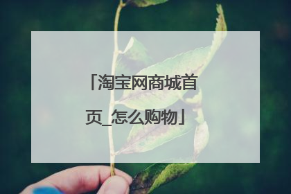 淘宝网商城首页_怎么购物