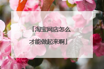 淘宝网店怎么才能做起来啊