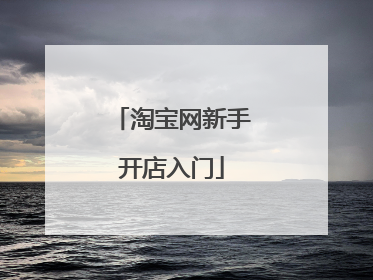 淘宝网新手开店入门