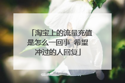 淘宝上的流量充值是怎么一回事 希望冲过的人回复