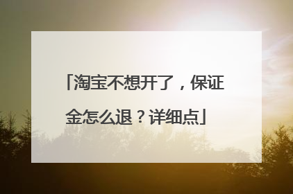 淘宝不想开了,保证金怎么退?详细点