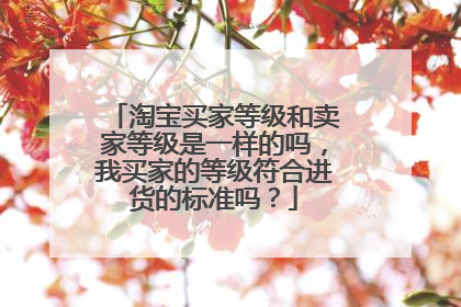 淘宝买家等级和卖家等级是一样的吗,我买家的等级符合进货的标准吗?