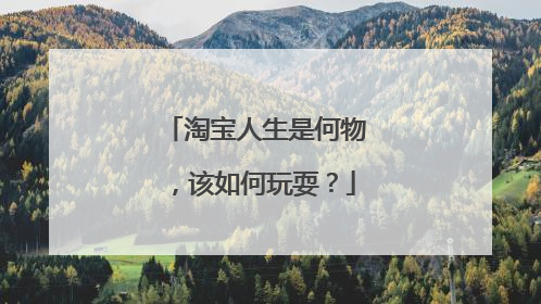 淘宝人生是何物,该如何玩耍?