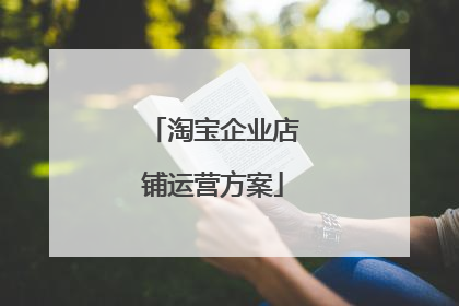 淘宝企业店铺运营方案