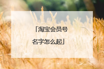 淘宝会员号名字怎么起