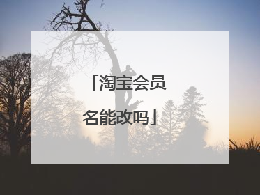 淘宝会员名能改吗