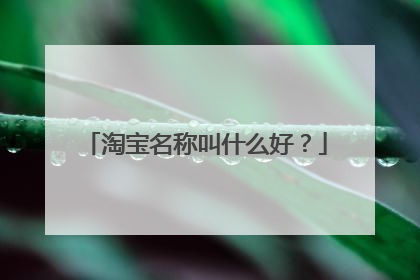 淘宝名称叫什么好?
