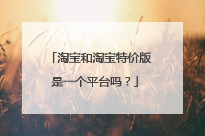 淘宝和淘宝特价版是一个平台吗?