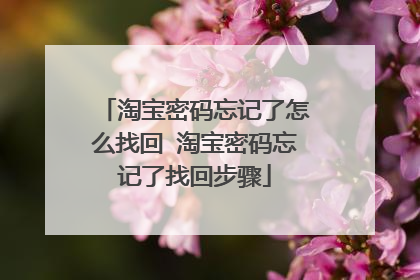 淘宝密码忘记了怎么找回 淘宝密码忘记了找回步骤