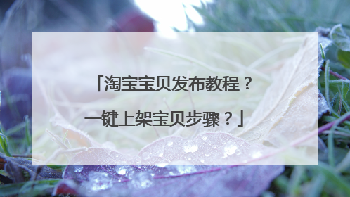 淘宝宝贝发布教程?一键上架宝贝步骤?