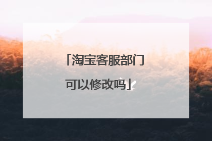 淘宝客服部门可以修改吗