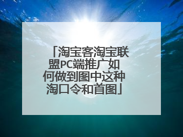 淘宝客淘宝联盟PC端推广如何做到图中这种淘口令和首图