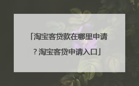 淘宝客贷款在哪里申请?淘宝客贷申请入口