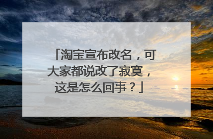 淘宝宣布改名,可大家都说改了寂寞,这是怎么回事?