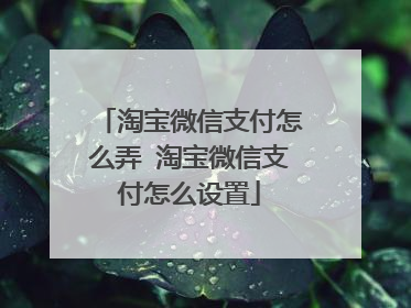 淘宝微信支付怎么弄 淘宝微信支付怎么设置