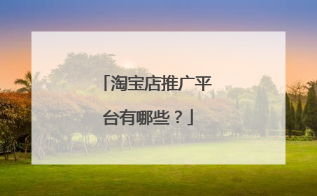 淘宝店推广平台有哪些?