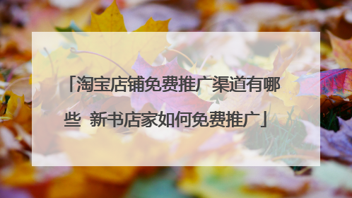 淘宝店铺免费推广渠道有哪些 新书店家如何免费推广