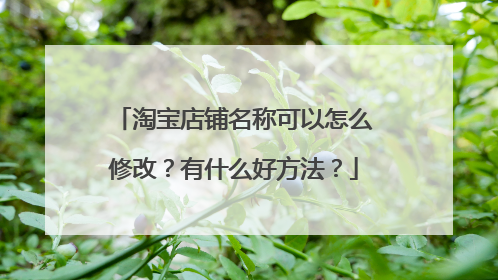 淘宝店铺名称可以怎么修改？有什么好方法？