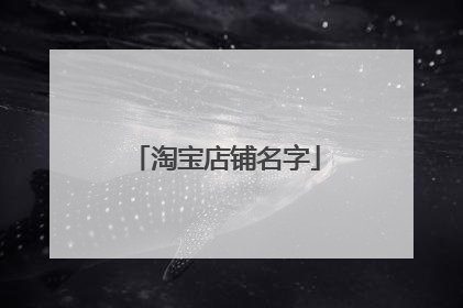 淘宝店铺名字