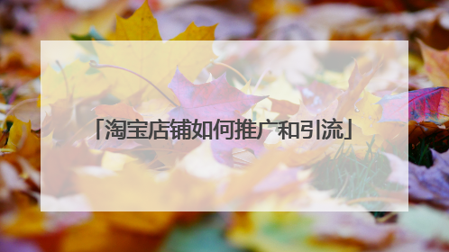 淘宝店铺如何推广和引流