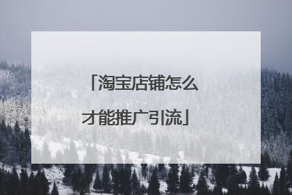 淘宝店铺怎么才能推广引流