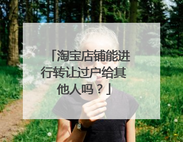 淘宝店铺能进行转让过户给其他人吗？