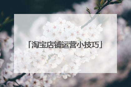 淘宝店铺运营小技巧