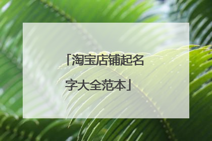 淘宝店铺起名字大全范本