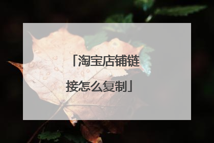 淘宝店铺链接怎么复制