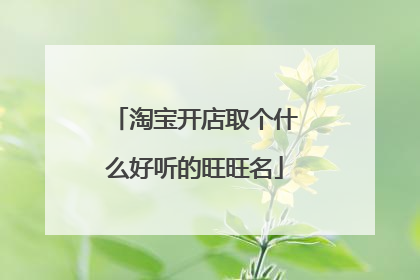 淘宝开店取个什么好听的旺旺名