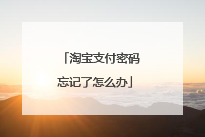 淘宝支付密码忘记了怎么办