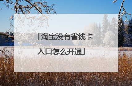 淘宝没有省钱卡入口怎么开通