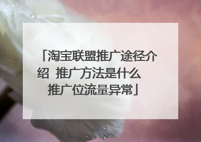 淘宝联盟推广途径介绍 推广方法是什么 推广位流量异常