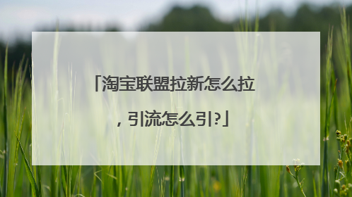 淘宝联盟拉新怎么拉 ，引流怎么引?