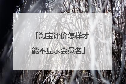 淘宝评价怎样才能不显示会员名